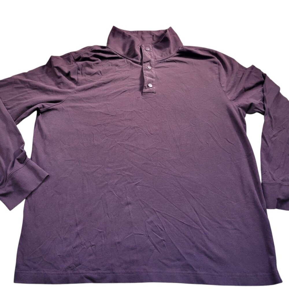 Express Shirt Mens XL Burgundy Snap Pullover Moisture Wicking Long Sleeve